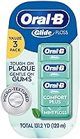 Oral-B Glide Pro-Health Comfort Plus Mint Dental Floss, 131.2 Yds 3-Pack - #1 Dentist Recommended, Shred-Resistant