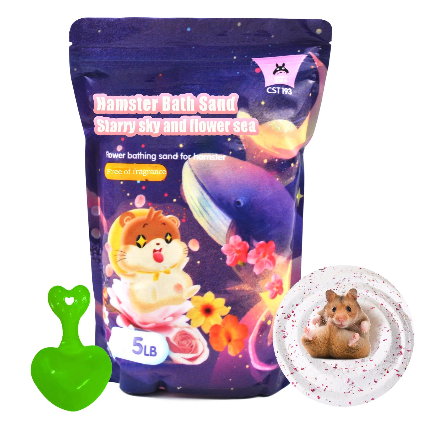 Arena de baño libre de polvo, arena natural del desierto, arena de baño perfumada, limpia y pequeña bañera de animales para hámster, chinchilla (4.5 libras/2 kg)