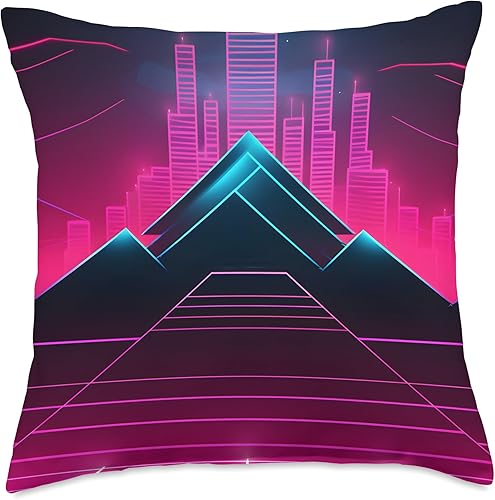 PP Accessories Retrowave 80s Vaporwave Synthwave Throw Pillow, 18x18, Multicolor
