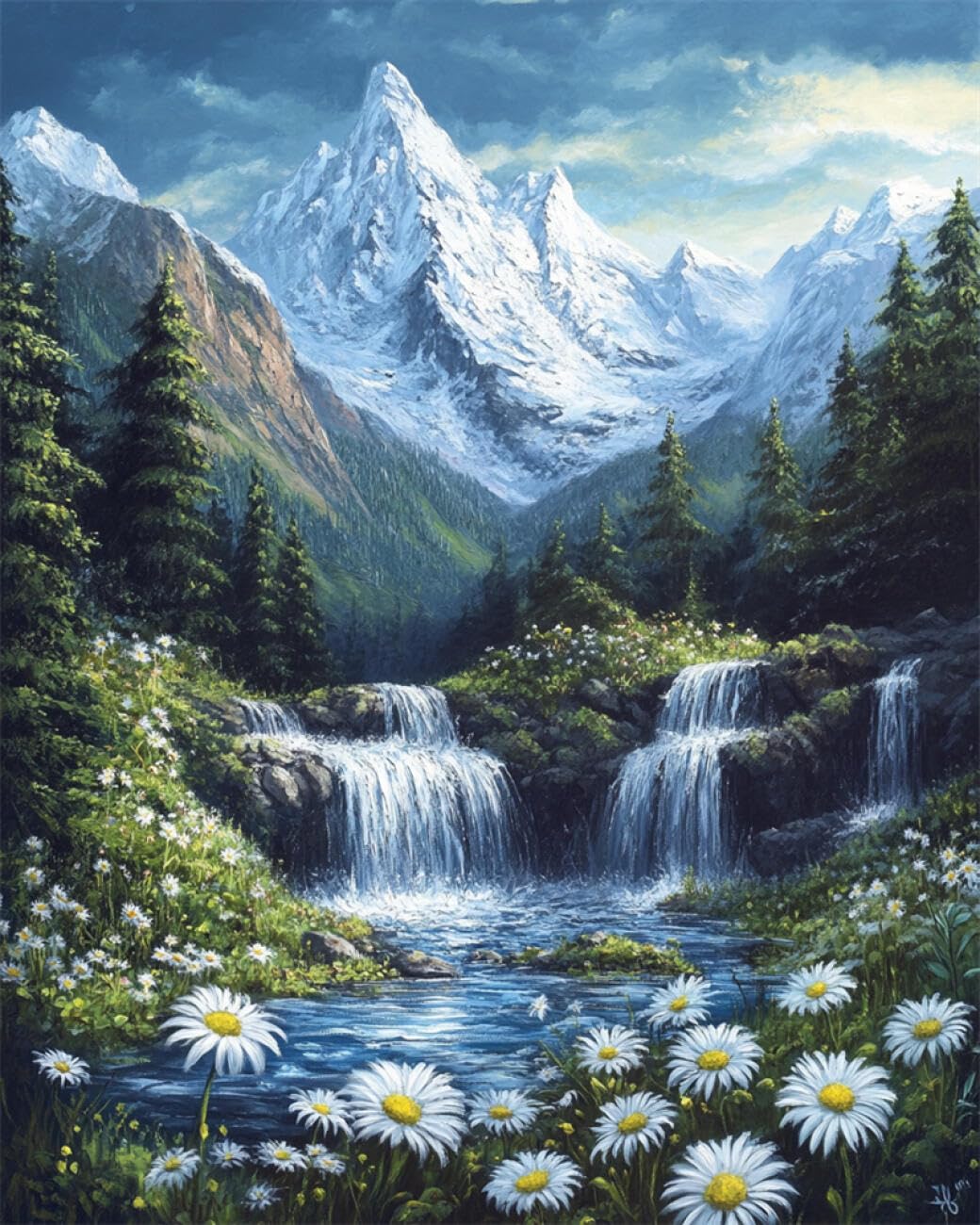 RKFLGEW DIY Embroidery Set Fantasy Mountain Forests 50x70cm