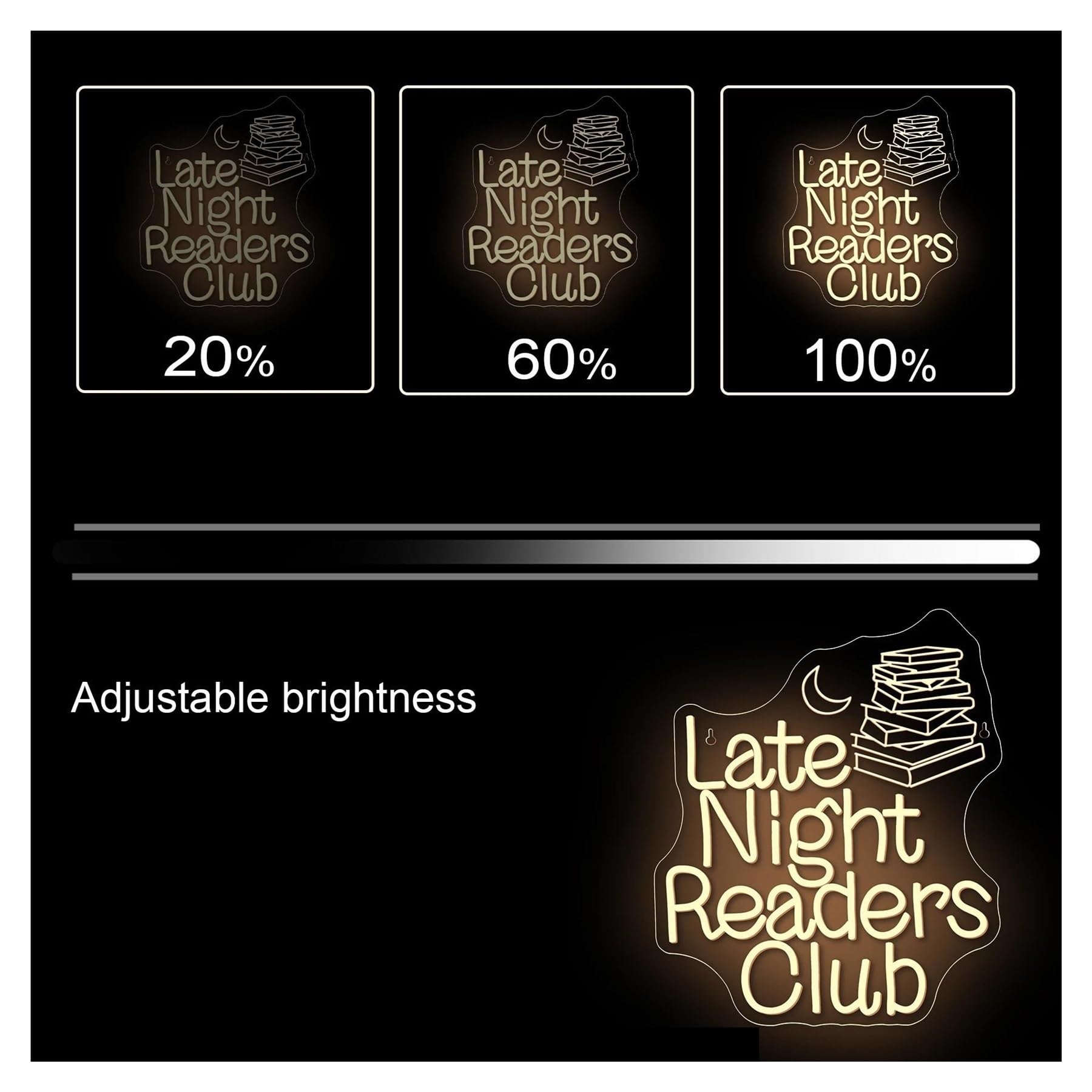 Scritta luminosa Insegna Al Neon Late Night Readers Club Per Camera Da Letto, Libreria, Club Per Amanti Dei Libri, Decorazione Da Parete Con Luce Dimmerabile 32cmx38cm