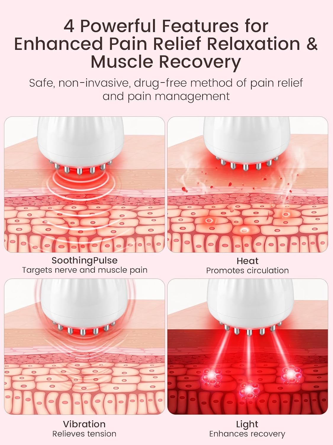 Deep Tissue Massager for Sciatica Pain Relief, Electric Sciatic Nerve Relief Device, Back and Leg Muscle Massage Tool for Daily Comfort (White)