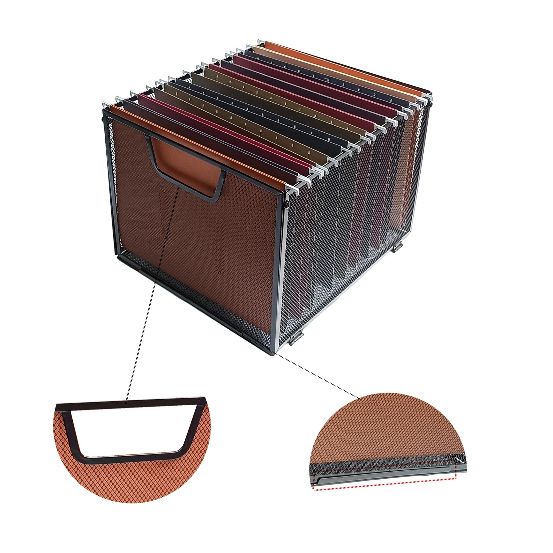 Aktenkörbe aus Metallgeflecht, Hängeregistratur-Organizer, Büro-Aktenhalter, Briefgröße, Schwarz (2)
