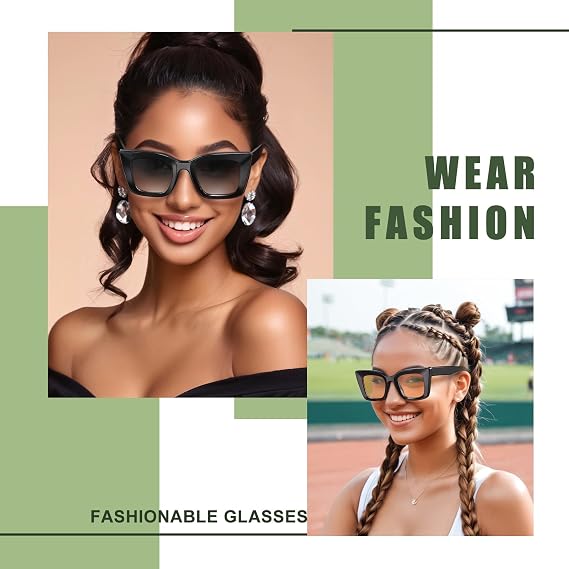 VISOONE Oversized Retro Square Cat Eye Sunglasses for Women