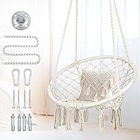 Vista 1 de Hamaca de macramé con kits de herramientas, silla colgante de punto hecha a mano para dormitorio, interior, exterior, balcón, patio, porche