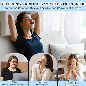 Respi-Relief Red Light Nasal Therapy Device,RespiRelief Nasal Red Light Therapy,Portable Infrared Light Therapy Instrument,Physiotherapy Nasal Soothing Device for Nose Nasal Clearing Device (Black A)