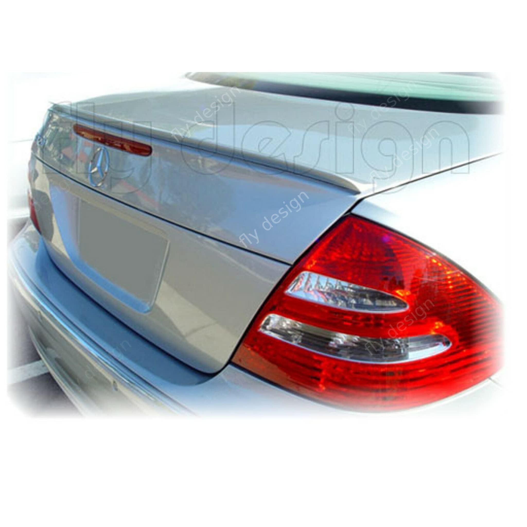 Alerón trasero, labio trasero, alerón compatible con Mercedes CLASE E W211, flexible, ligero, resistente al lavado automático, muchos colores disponibles (Negro Obsidiana Met. (CC 197))