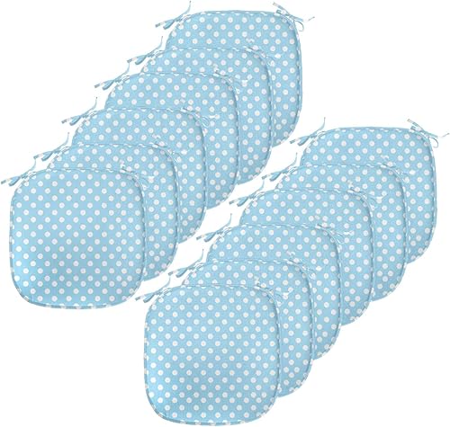 Miniatura 8 de Lunarable Juego de 6 cojines de asiento para silla subacuática, diseño de remolinos y puntos, diseño de peces con temática oceánica, vida marina,