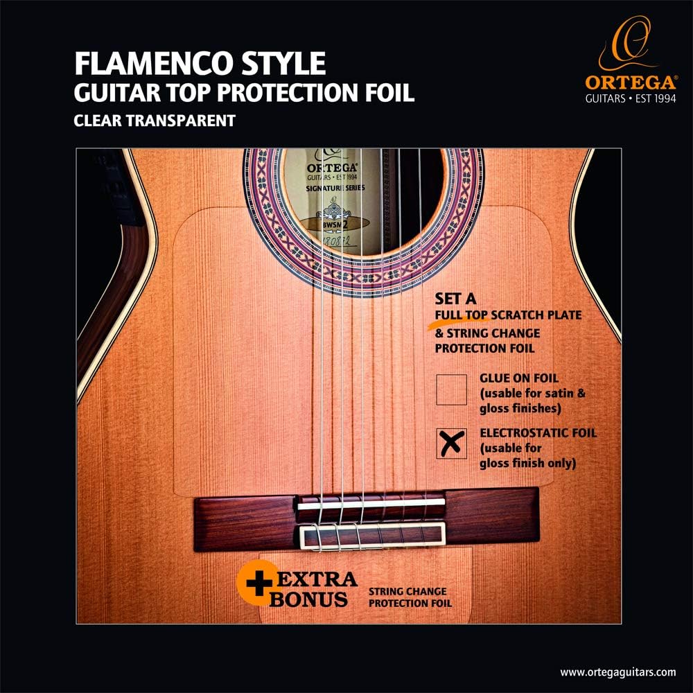 Flamenco Full Top Scratch Plate Pickguard w/String Change Foil - Electrostatic - Transparent
