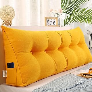 Almohada Triangular Grande Para Cabecera, Almohada De Lectura Con Cojín Triangular De Color Sólido, Almohada De Cuña Con Soporte De Posicionamiento Para Sofá Cama Con(Size:39"/100cm,Color:Amarillo)
