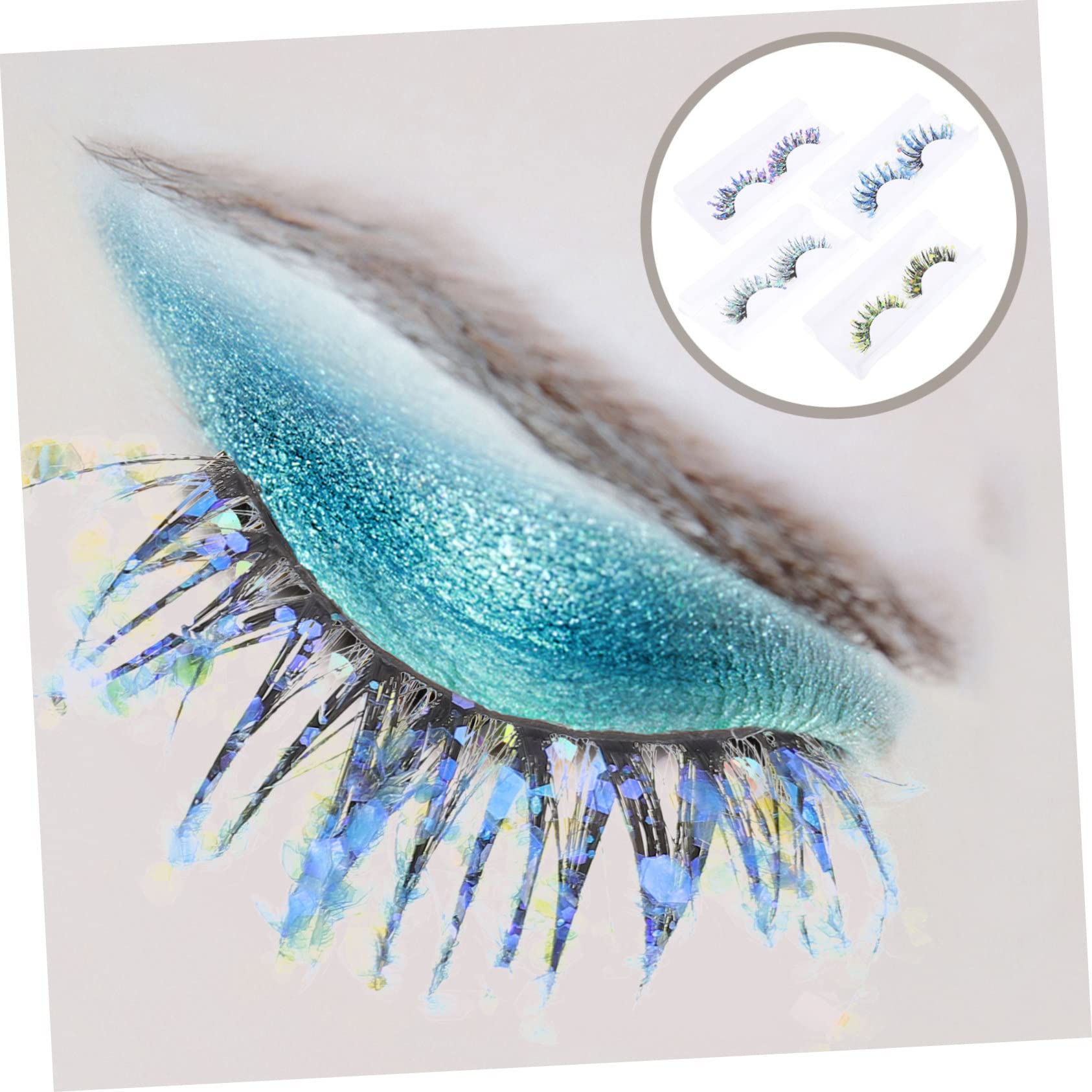 FRCOLOR 4 Set Di Estensioni Per Ciglia Finte Con Glitter Per Cosplay E Feste Di Trucco 4 Paia*4