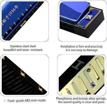 Blue - 24 Hole Profession Tremolo Harmonica Polyphony C Key