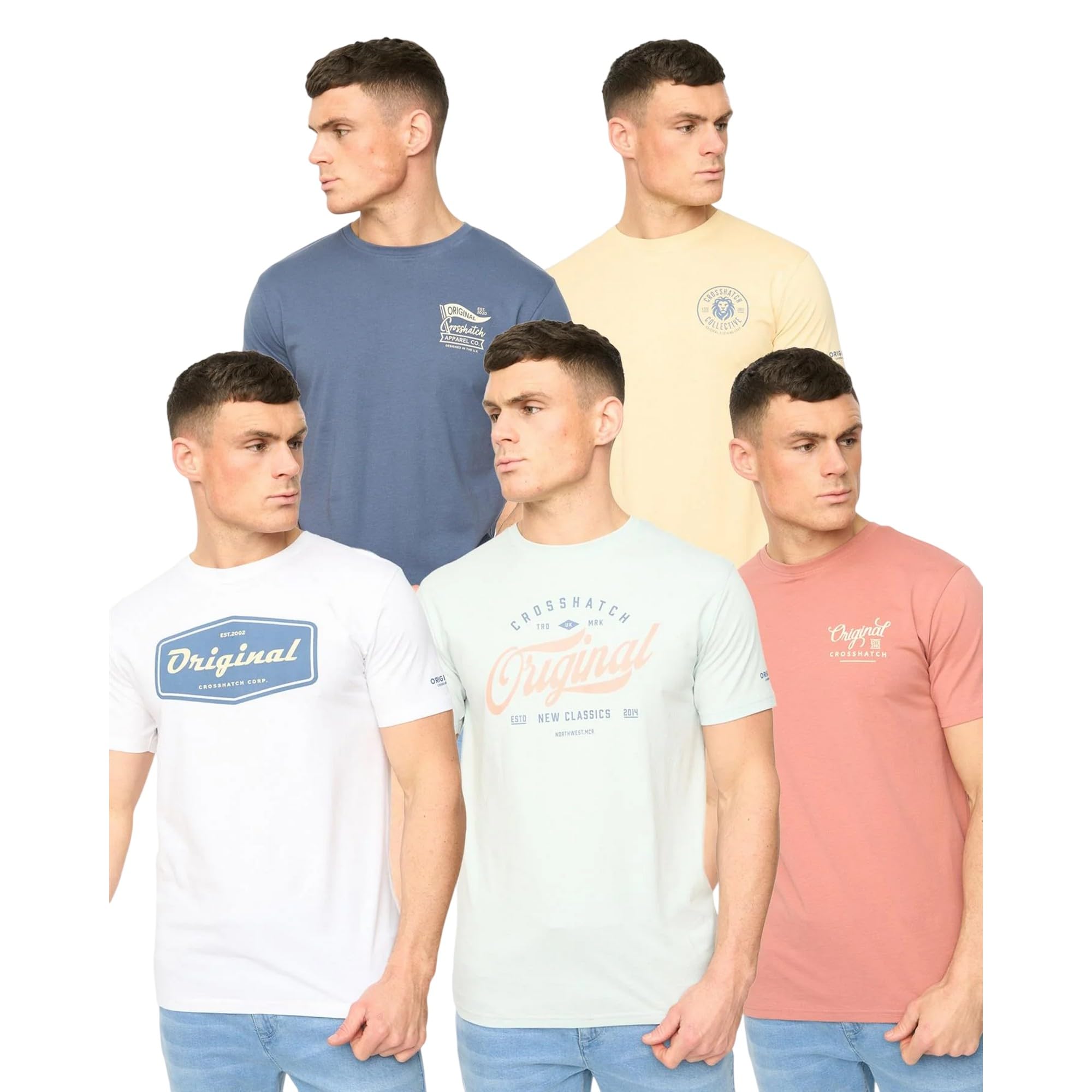 Crosshatch Tryplex Camiseta Hombre (Pack de 5)