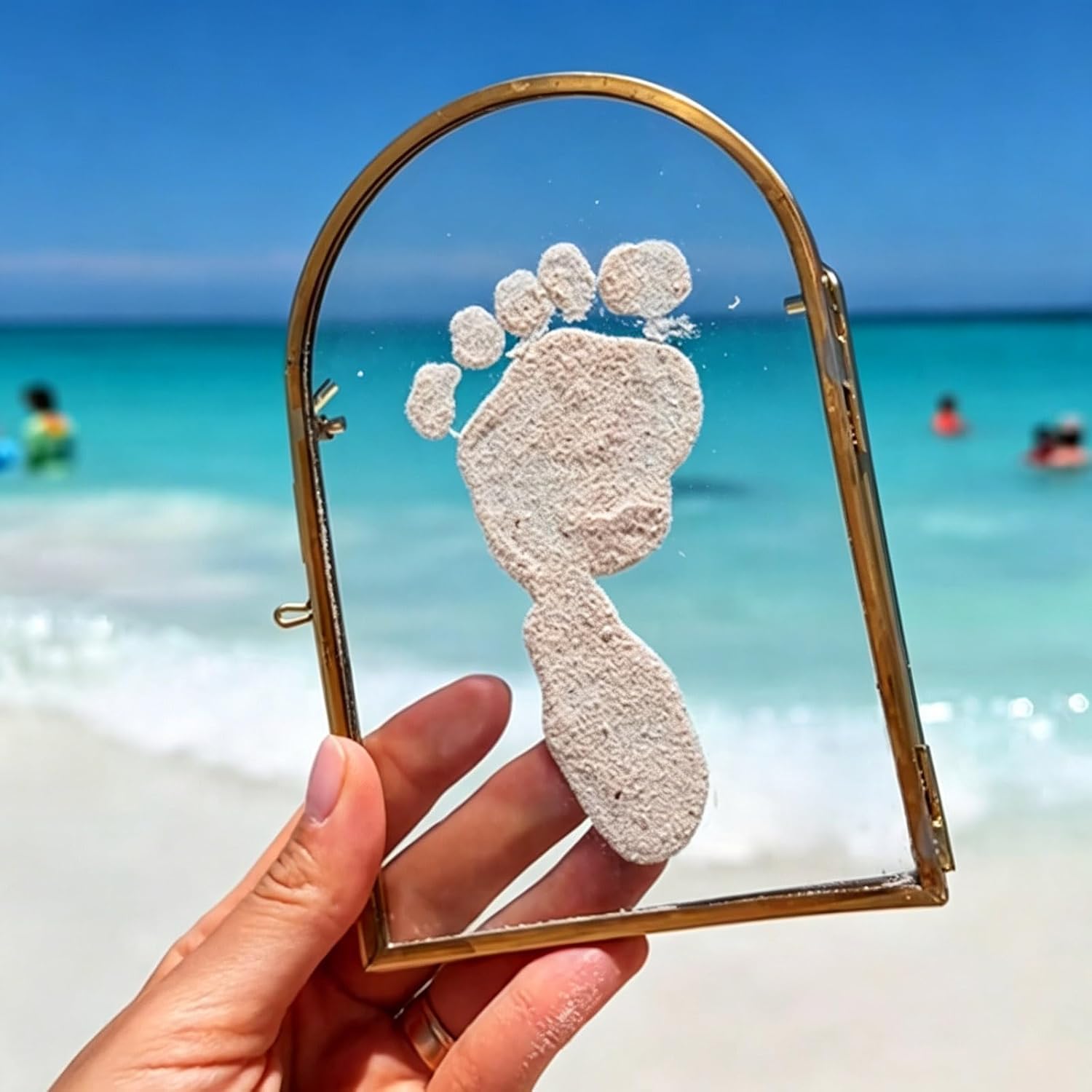 Cornice per ricordi per neonati e animali domestici, kit per impronte di mani e piedi per neonati, con doppia cornice in vetro per fiori pressati, cornice per foto per cameretta dei bambini, kit con