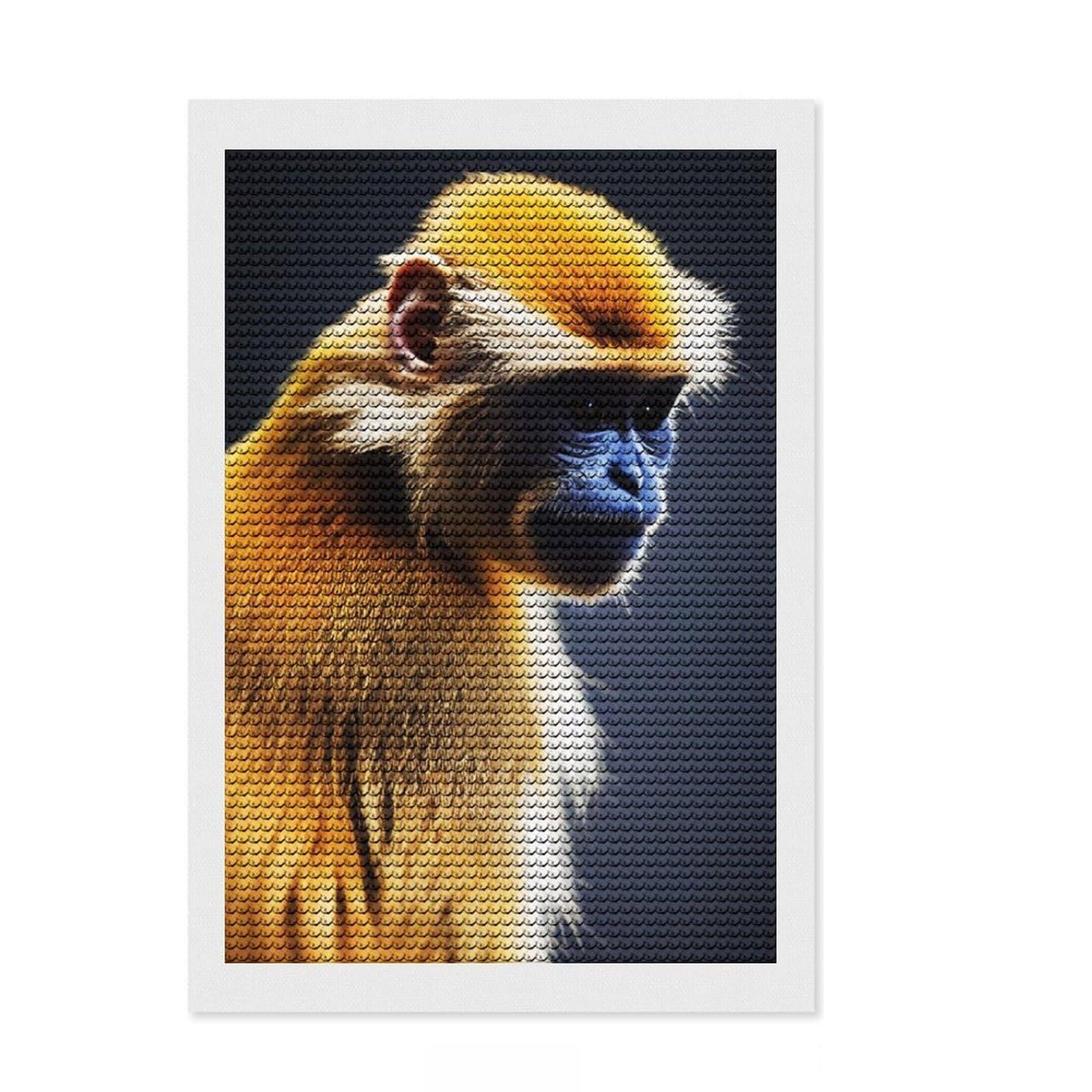 Junmoney Yellow Monkey Round Drill Diamond Painting 8"x12", Gift Idea, for Craft Lovers, Easy Handmade Project, Farmhouse Decor