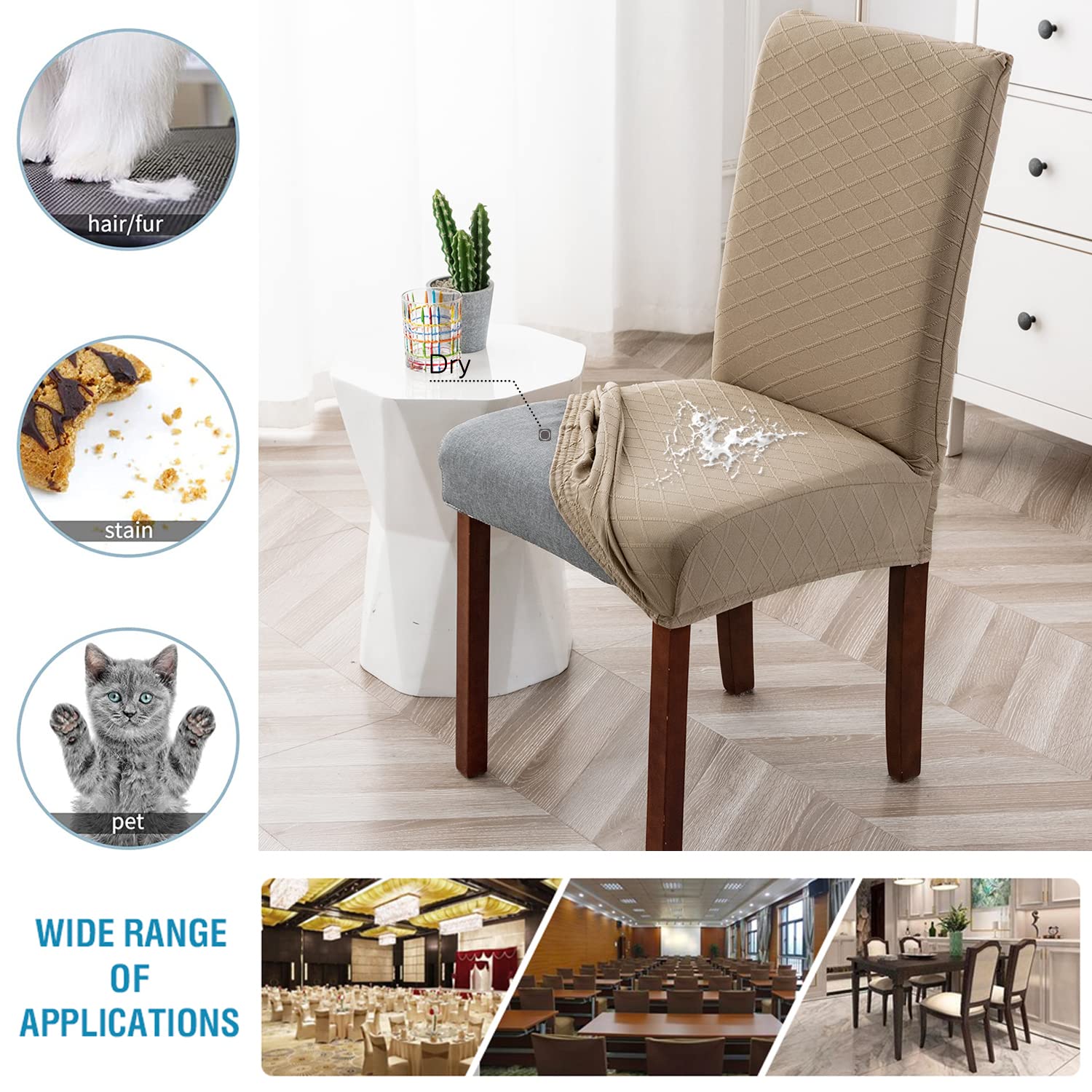 6 Fodere Elastiche Per Sedie - Azzurro, Lavabili, Con Lacci, Antipolvere - Foto 7