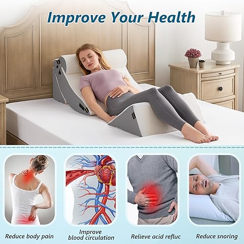 Miniatura 3 de Juego de 6 almohadas ortopédicas de cuña para dormir, juego de almohadas poscirugía para aliviar el dolor de espalda y piernas, almohadas ajustables