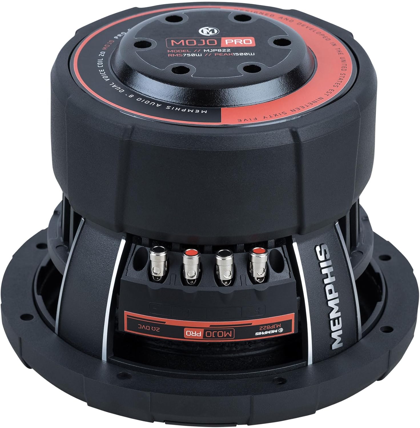 Rear view of Memphis Audio MOJO Pro MJP822 subwoofer