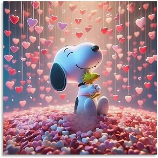 スヌーピーアート絵画ポスター (8) クール 壁アート キャンバス パネル オフィス装飾 ぶら下がる 版画 ギフト28x28inch(70x70cm)