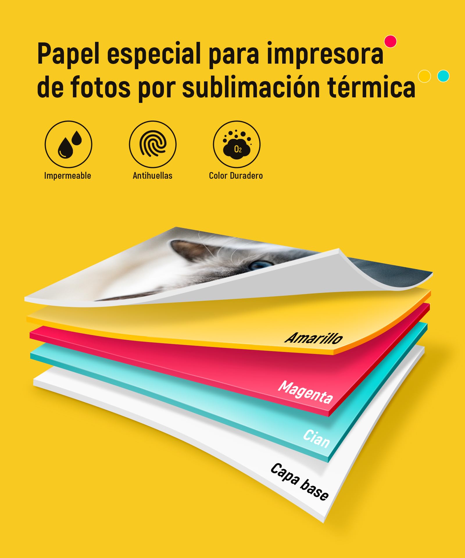 Liene Amber M100/M200/M110/M210 Recarga Original : 40 Hojas 10x15 cm (4×6 pulgadas) + 1 Cartucho, Sublimación Térmica, Para DHP512/DHP513/DHP514/DHP515