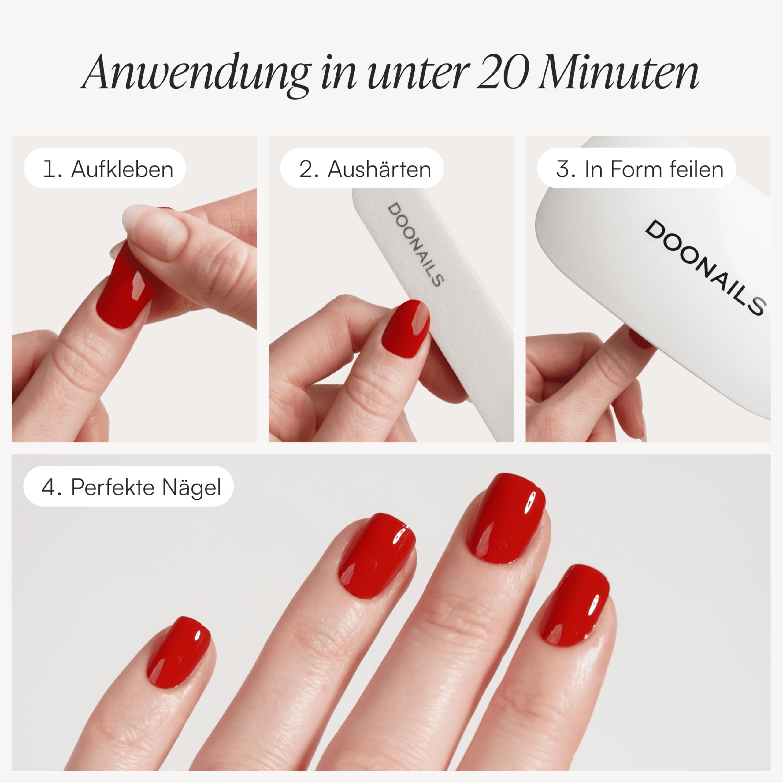 DOONAILS - Feuilles Gel Bubblegum - 20 bandelettes de gel UV en 9 tailles avec extra-longueur - Films ongles autocollants & durcissant aux UV - Autocollants ongles avec jusqu'à 14 jours de tenue