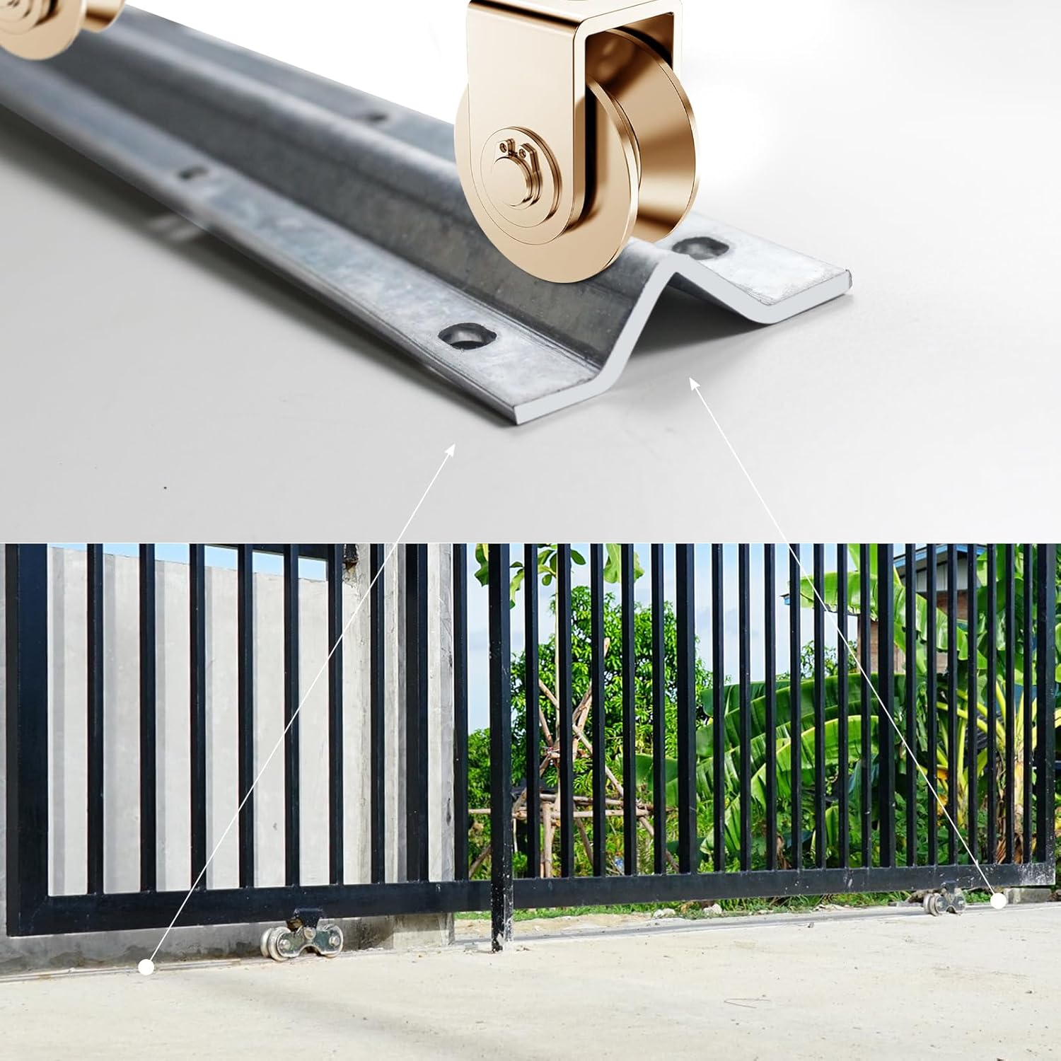 V Track Heavy Duty 6FT Galvanized Gate V Track for Sliding Rolling Chain Rack Driveway Gate Door(1PCS)