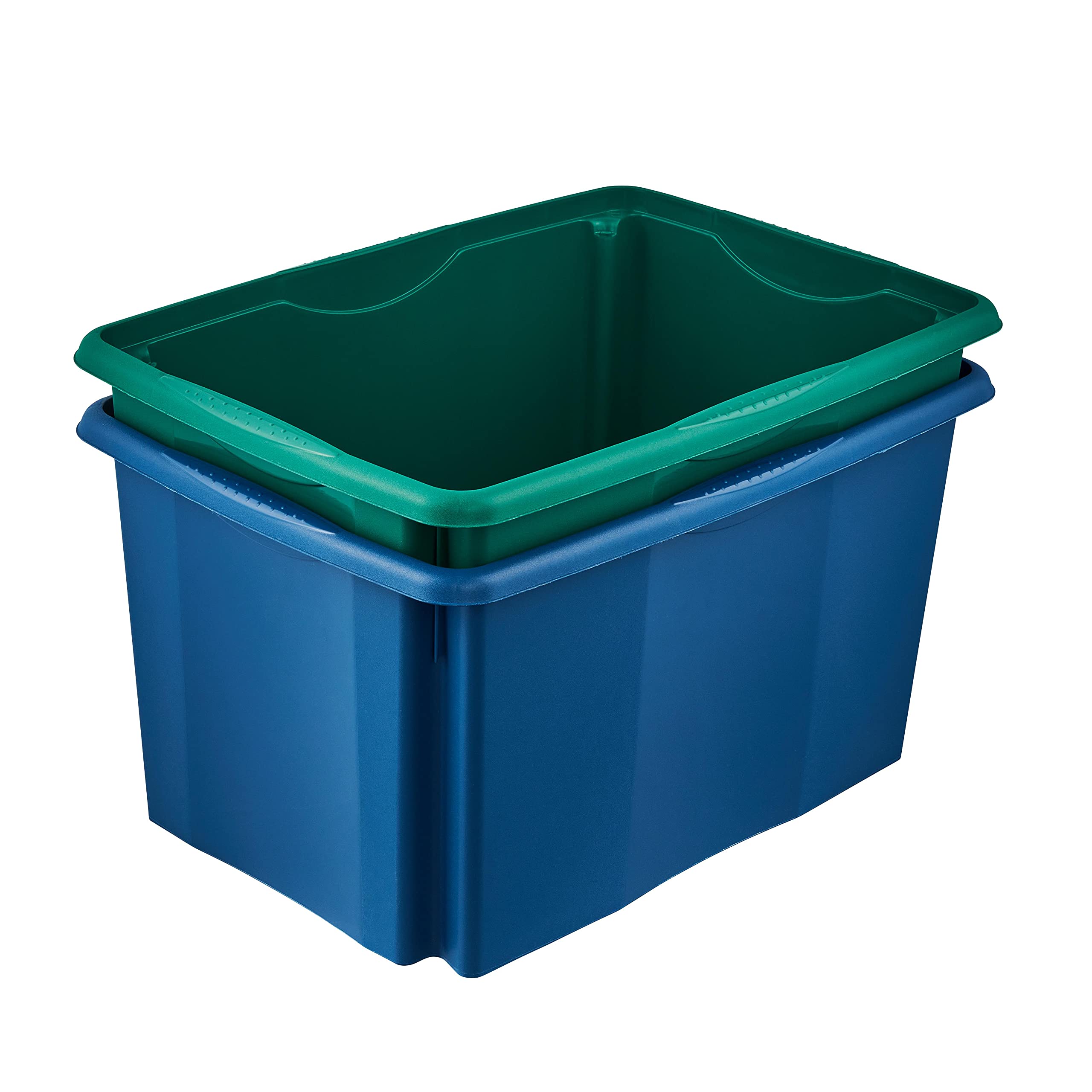 keeeper Caja de Almacenaje con Sistema de Apilado, 54,5 x 39 x 29,5 cm, 45 l, Emil Eco Line, Azul Eco