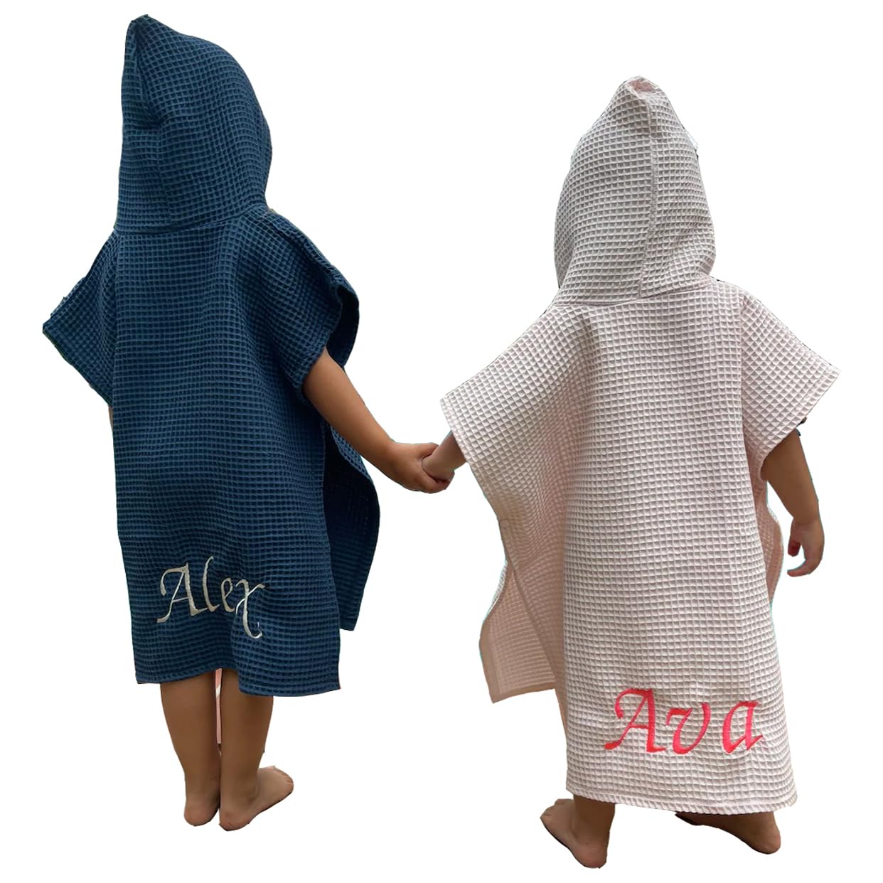 Maylian Kids Waffle Beach Towel Poncho - Custom Embroidered Personalization or Monogram - Hooded Beach Towel - Bath Towel