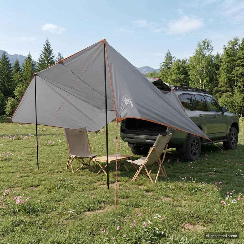 Fahrzeugmarkise Armeegrün Heckzelt für Auto und SUV, Vorzelt 518 x 580 x 215 cm aus Polyester und Stahl für Camping und Reisen, Flexibles Autozelt mit Zubehör