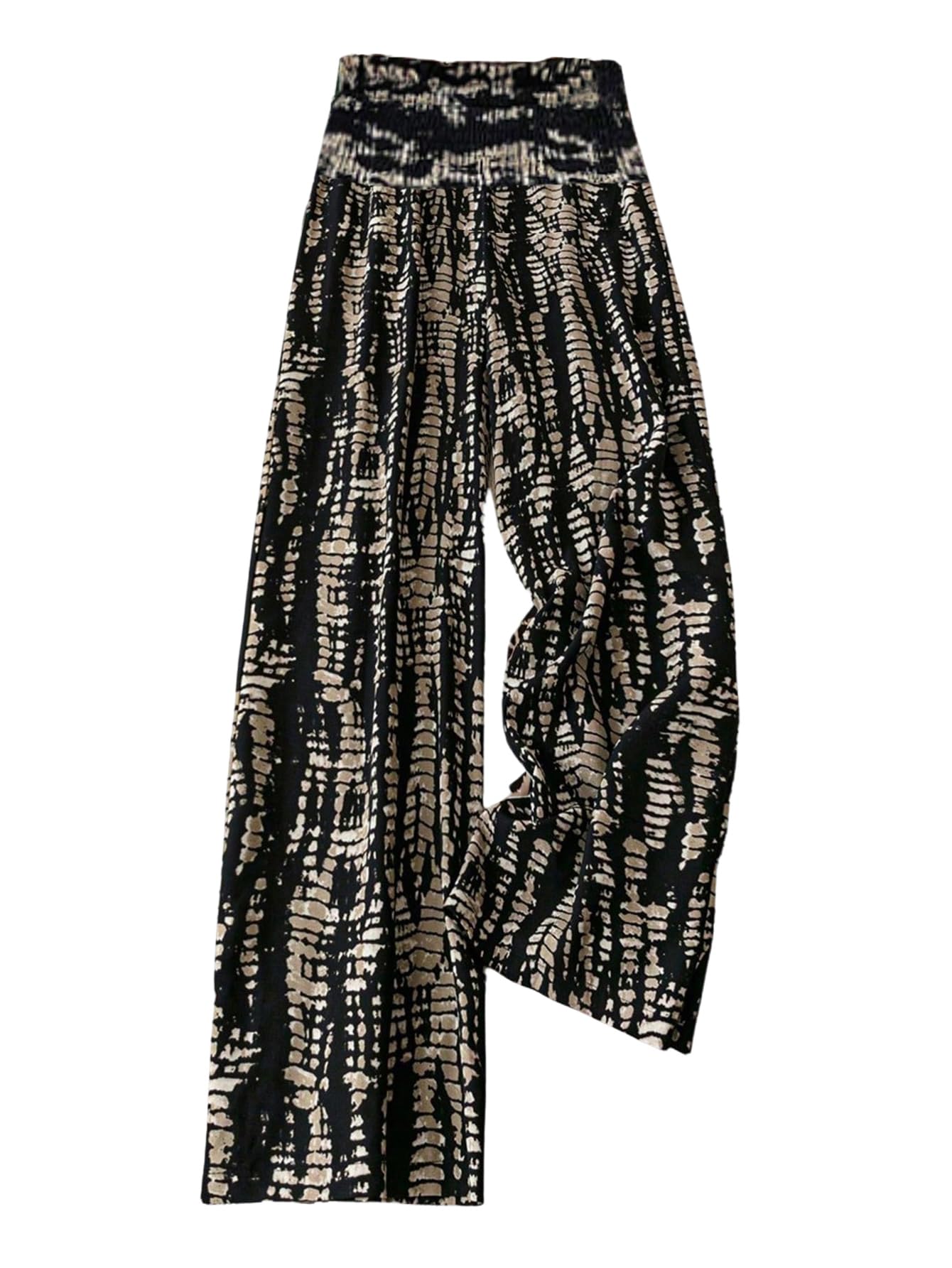 Womens Leopard Print Wide Leg Paperbag Pants Elastic High Waisted Casual Loose Trousers