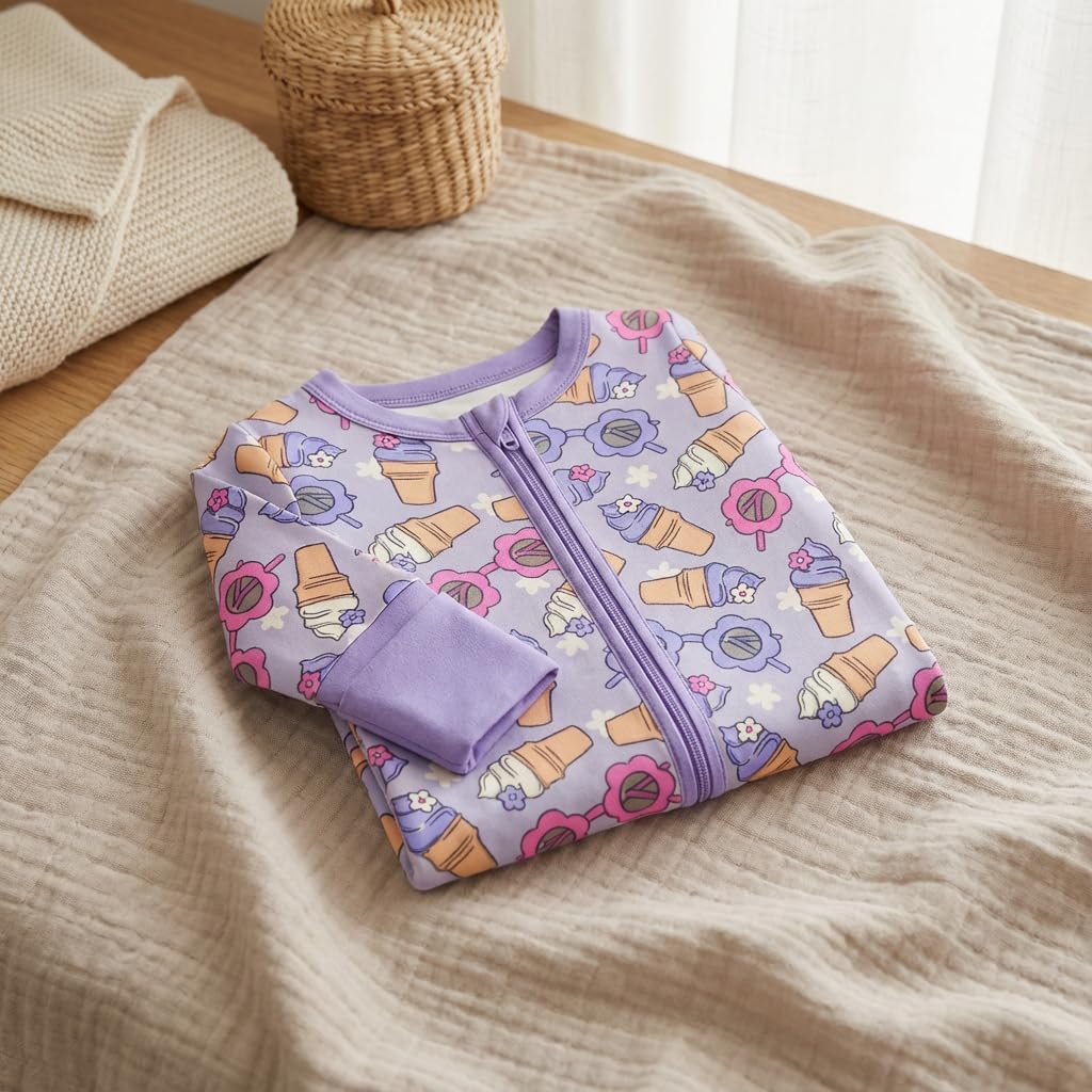 ITSY BITSY BOUTIQUE Viscose Bamboo Baby Pajamas - Boys and Girls Footie Sleeper Convertible 2-Way Zipper Sleeper