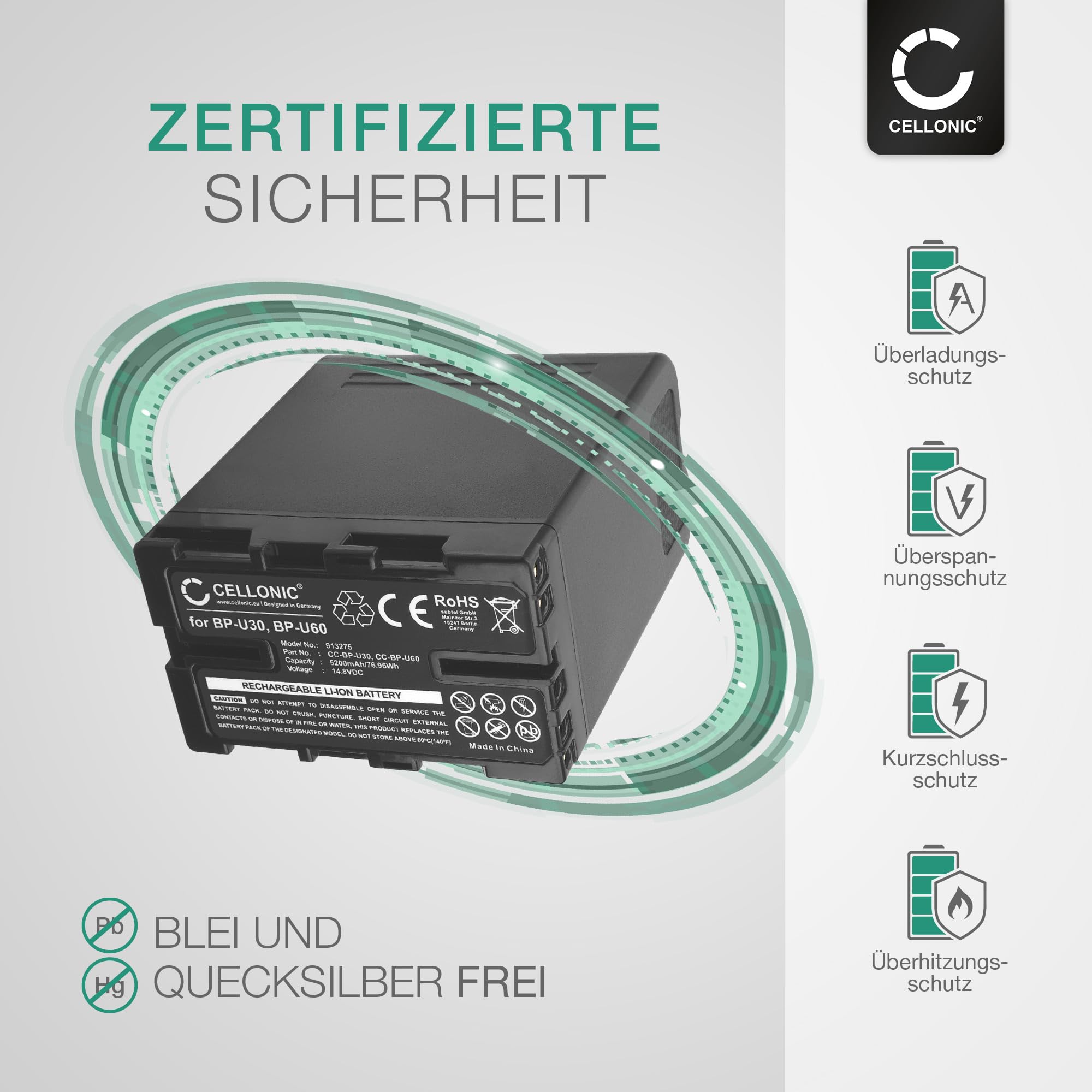 Batteria Per Fotocamera Sony BP-U90 Compatibile - 14.4V, 5200mAh, Per Modelli FS7, FS5, Z190, FX9 E Altri
