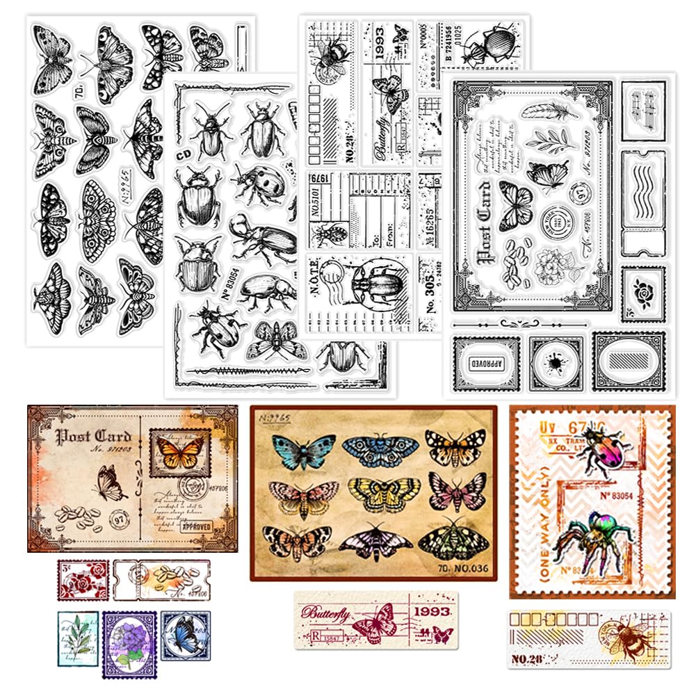 Tampons transparents pour scrapbooking et création de cartes postales rétro
