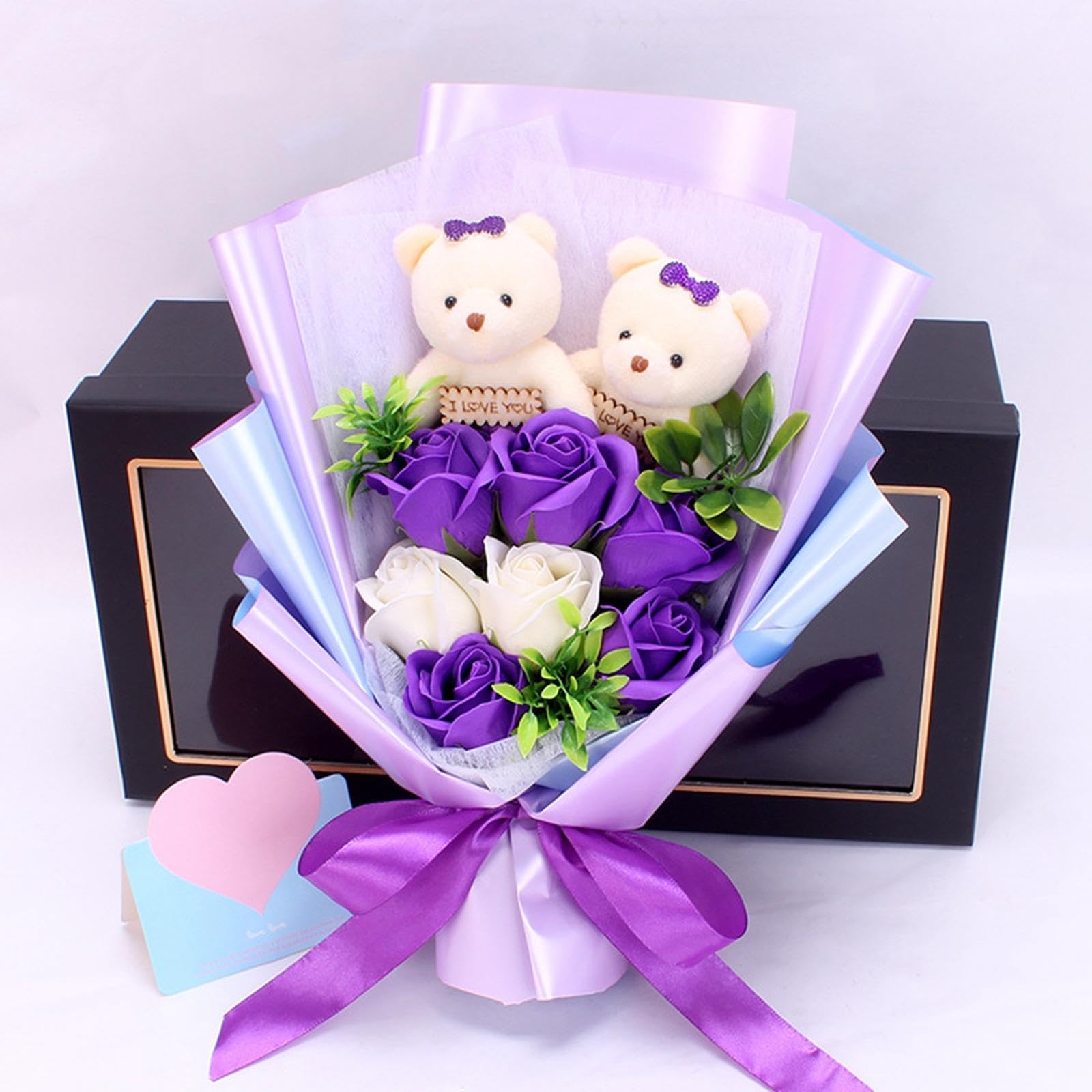 Arreglos Florales de Jabón Artesanales, Perfumados, Regalos de Valentín para Jardín, Interior, Exterior, Mascotas, Estudiantes Y Amigos, Violeta, Individual