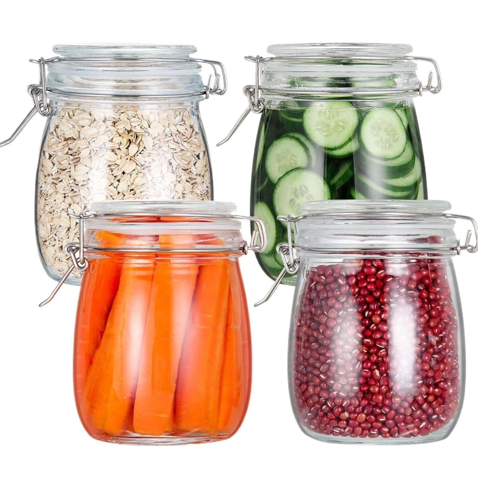 AMULONG Sweet Jars Apothecary Glass Jars With Clamp Airtight Lids Reusable Round Canister Jars for Crafting