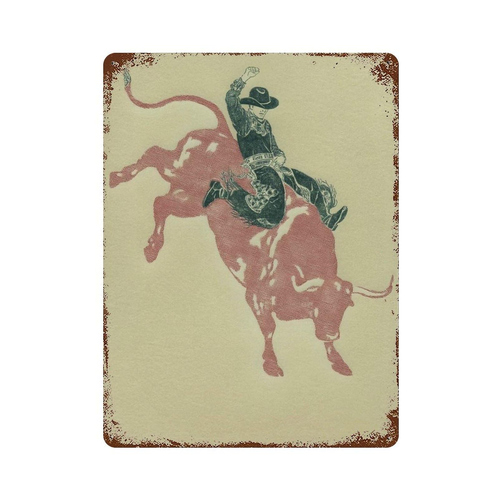 xiaoxiaoshen Bull Rider Western Rodeo Cowboy Rustic Ranch Country Riding Americana Work Wall Decor Art Metal Tin Poster Modern Home Decor Art Home Bar Shop Decorations Vintage Sign 40x30cm