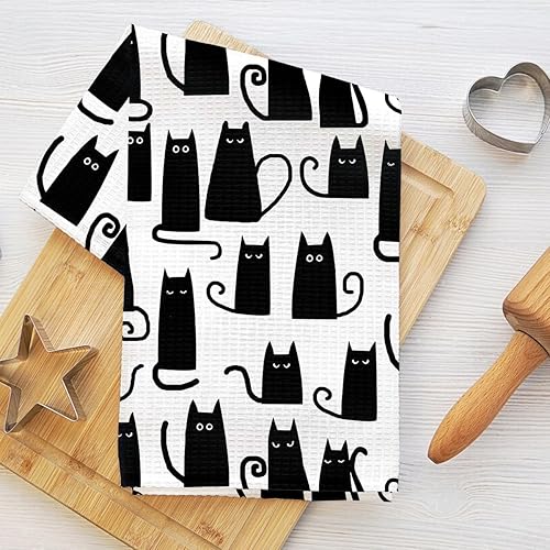 Küchentücher, Geschirrtücher mit niedlicher Katze, 40,6 x 63,5 cm, Urlaubsdeko-Handtücher - 6 - Lcs Multicolor 1166