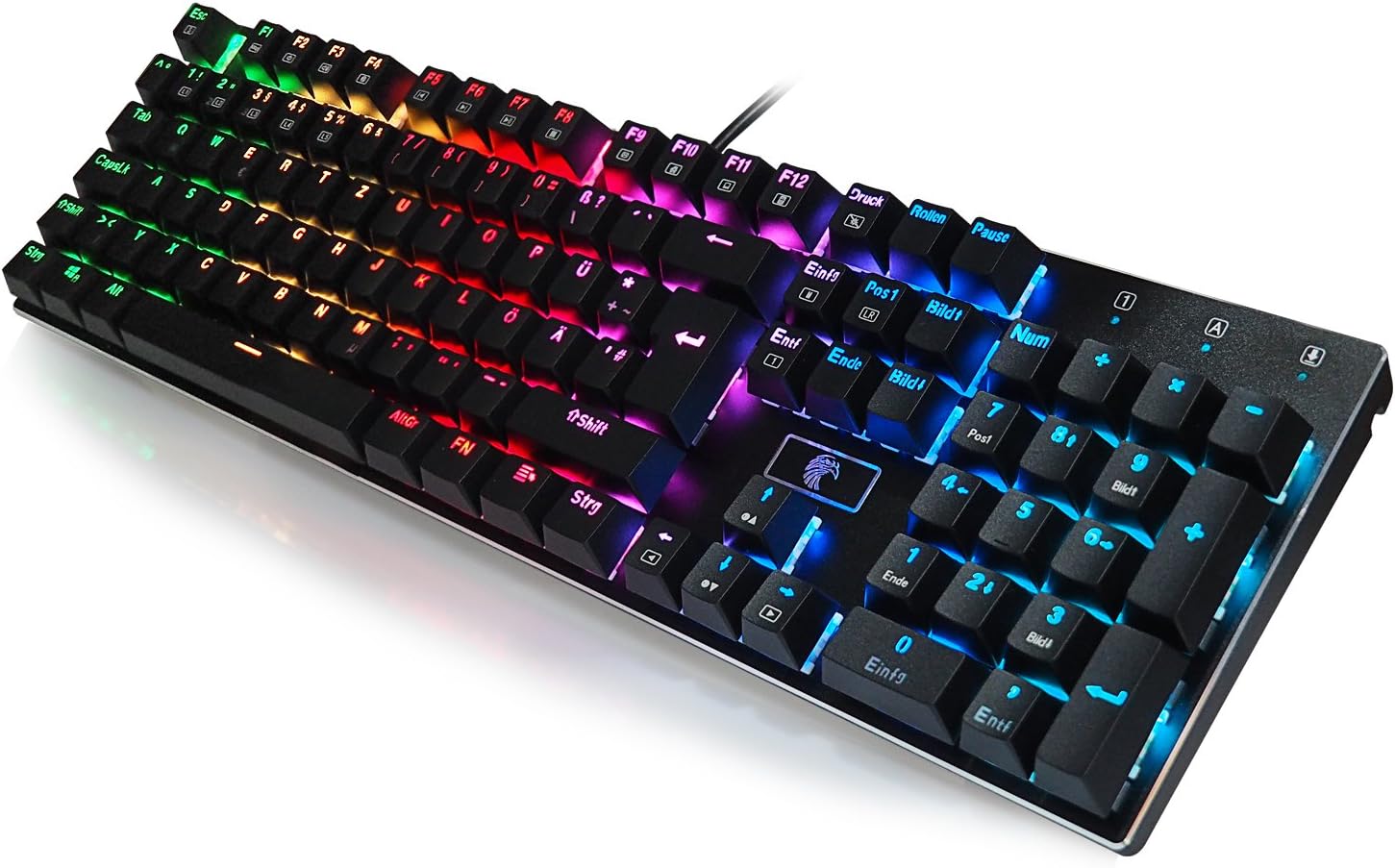 e – Z – 88 RGB Illuminated Mechanical Gaming Keyboard 104 Keys Blue Switch (US Layout) Auswechsel Bar Keys/Black