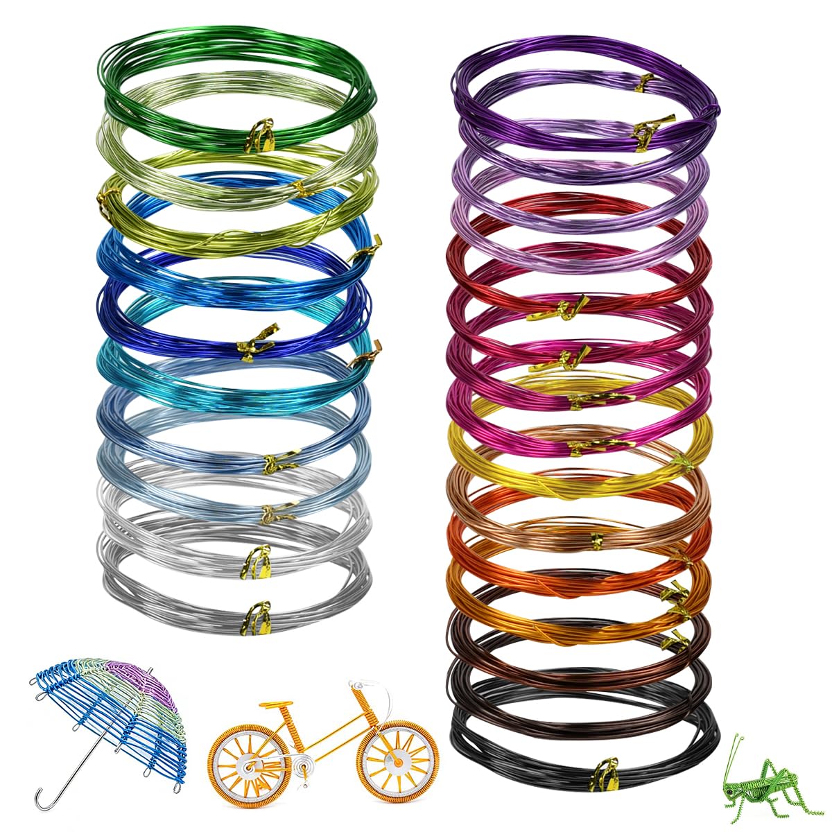 Filo Alluminio Modellabile Artigianato 6 Rotoli Filo Di Alluminio Modellabile 2mm - 10m Per Rotolo, 6 Colori - Per Gioielli, Sculture E Fai-Da -Te Filo Modellabile Permanente