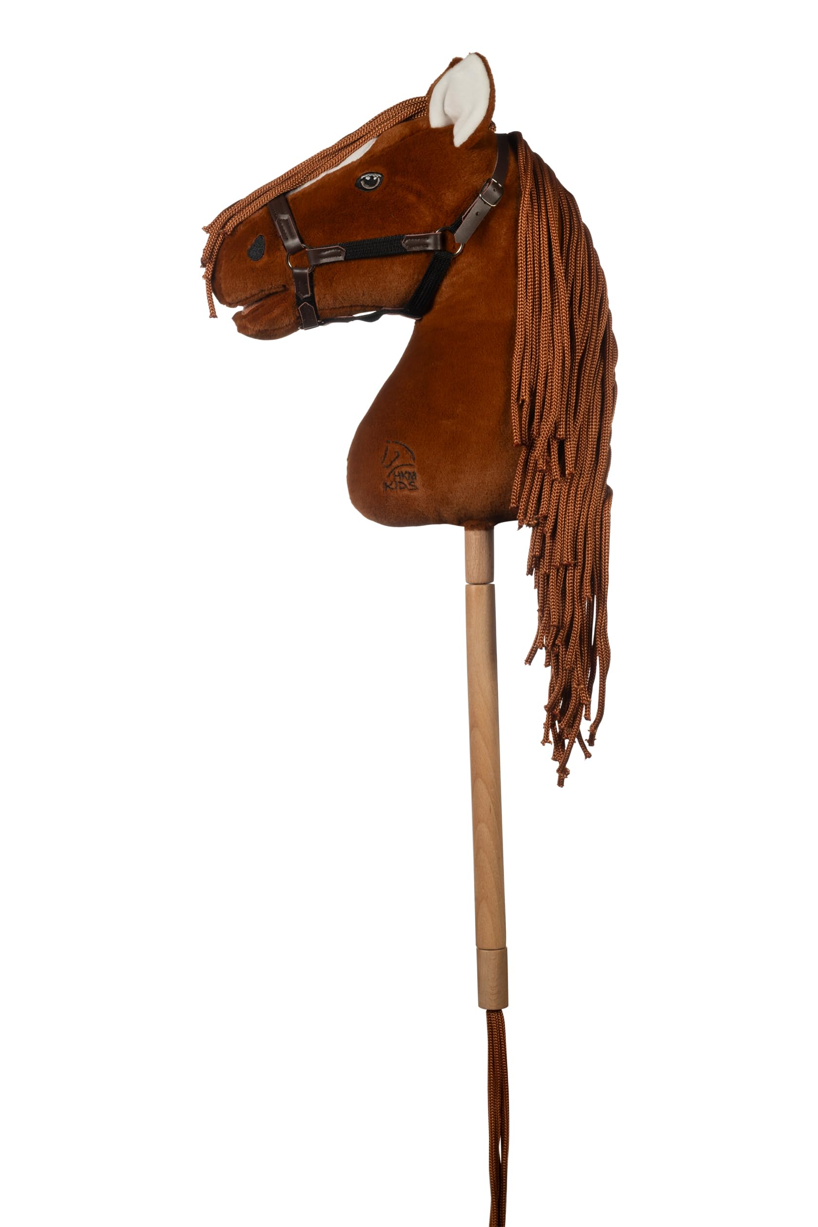 HKM - Hobby Horse Premium, Dunkelfuchs mit Halfter, Schweif & abschraubbarem Stock, Steckenpferd für Kinder, Stockpferd + Zubehör zum Hobby Horsing