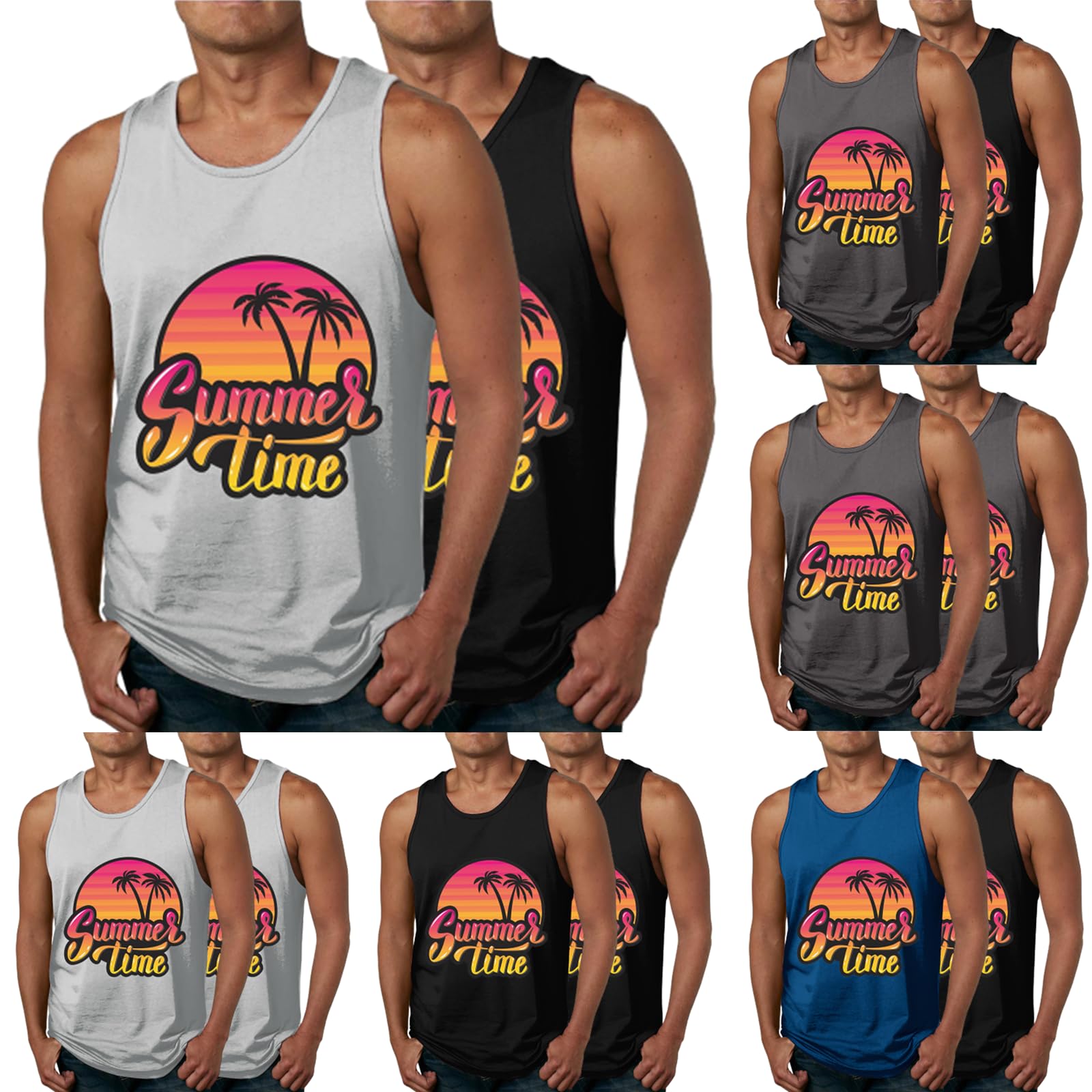 2er Pack Tank Top Herren Hawaii Hemd Gym Bodybuilding Shirts Herren Sommer Sport Ärmelloses T-Shirt Fitness Unterhemd Atmungsaktive Achselshirts Muskelshirts Trainingsshirt