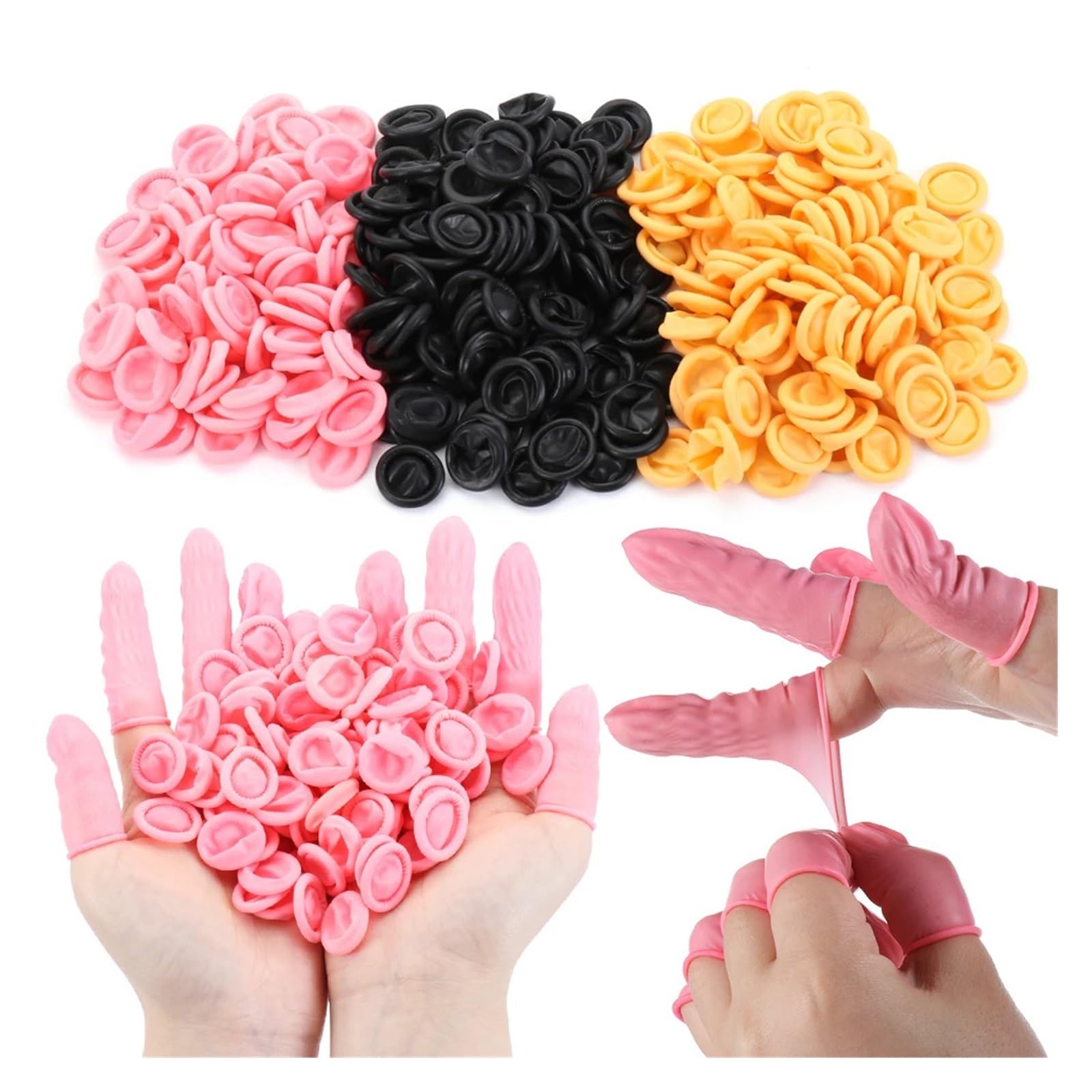 100 guantes desechables de goma natural, antideslizantes, antiestáticos, para uñas de látex, guantes protectores para las puntas de los dedos (rojo rosa)