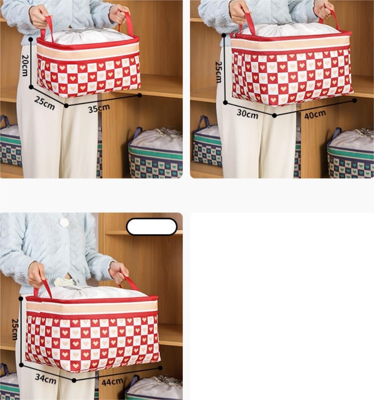 Organizador Armario Cajas Almacenaje Bolsa De Almacenamiento De Ropa, Caja De Almacenamiento Portátil Con Asa Para Armarios, Mantas Y Debajo De Las Camas Bolsas Para Guardar Ropa(Rot,40*30*25cm)