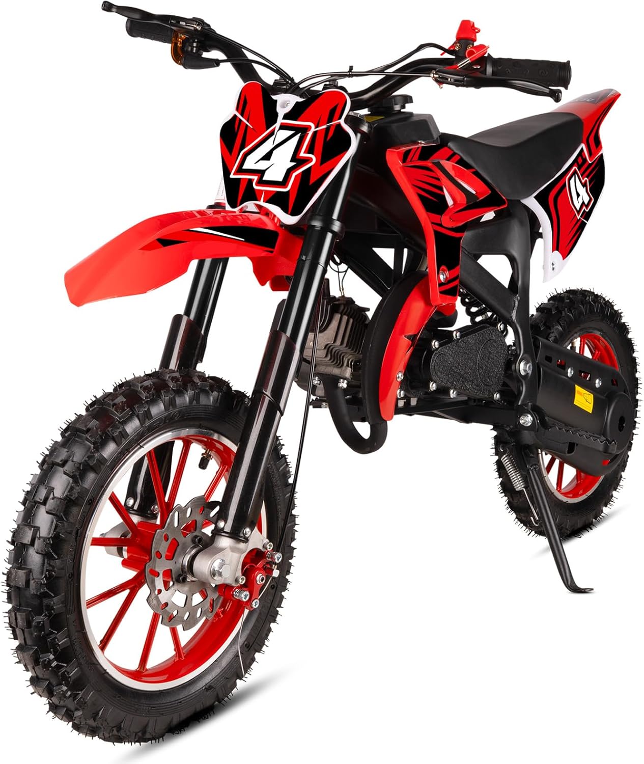 49cc Dirt Bike for Kids Gas Powered Pull Start Kids Dirt Bike 2-Stroke Mini Dirt Bike Steel Frame Disc Brakes Off-Road 25 MPH, Black
