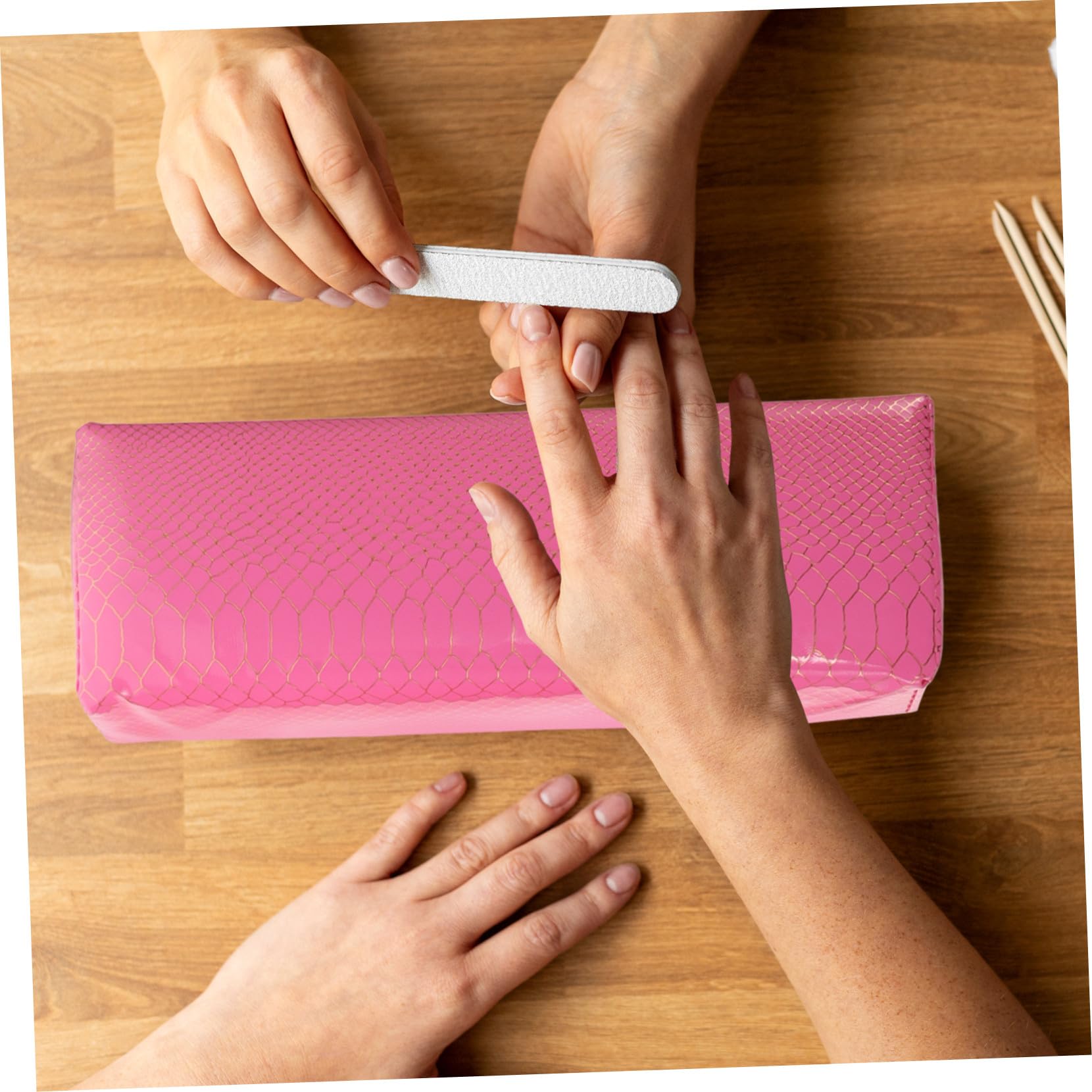 GANAZONO Cuscino Poggiamano in Pelle Pu e Spugna Rosa per Manicure Leggero e Lavabile, Design Unico per Manicure a Casa e Salone
