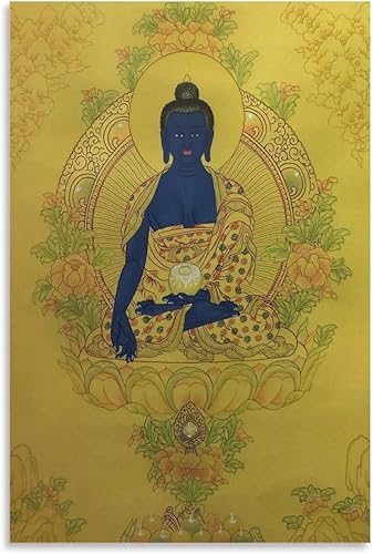 Pintura de Buda de medicina, póster Thangka Thangka, póster de arte de pared, lienzo para regalo, impresiones de sala de estar, decoración de