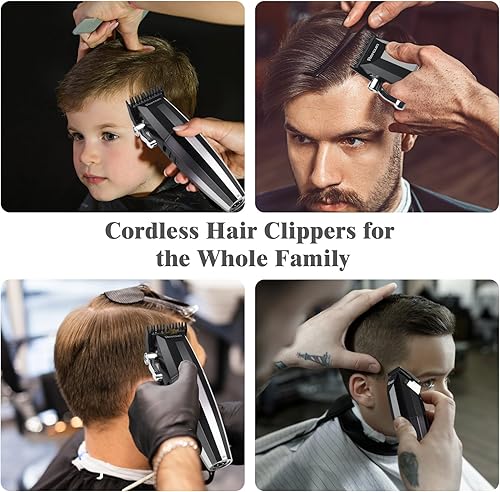 Miniatura 7 de Cortapelos para hombres profesionales  Cortadora de pelo inalámbrica y con cable para corte y aseo de cabello, cortadora eléctrica de bajo ruido