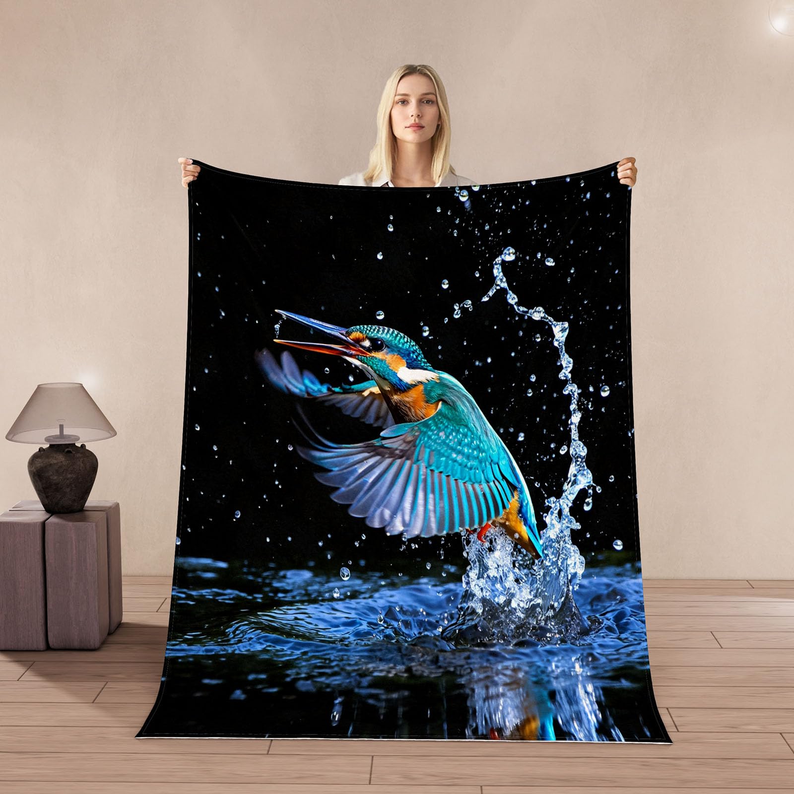 Plaid colibri 200x200 pour canapé couverture cocooning douce toutes saisons