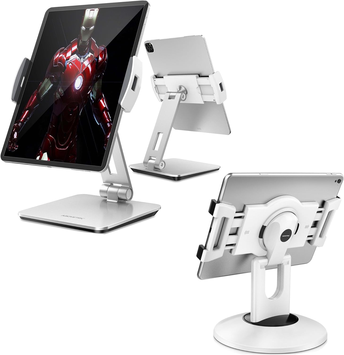AboveTEK Business Kiosk Aluminum Tablet iPad Stand for Any 4-14" Display Tablets Bundle with Retail Kiosk iPad Stand for Any 6"-13" (Diagonal) Devices