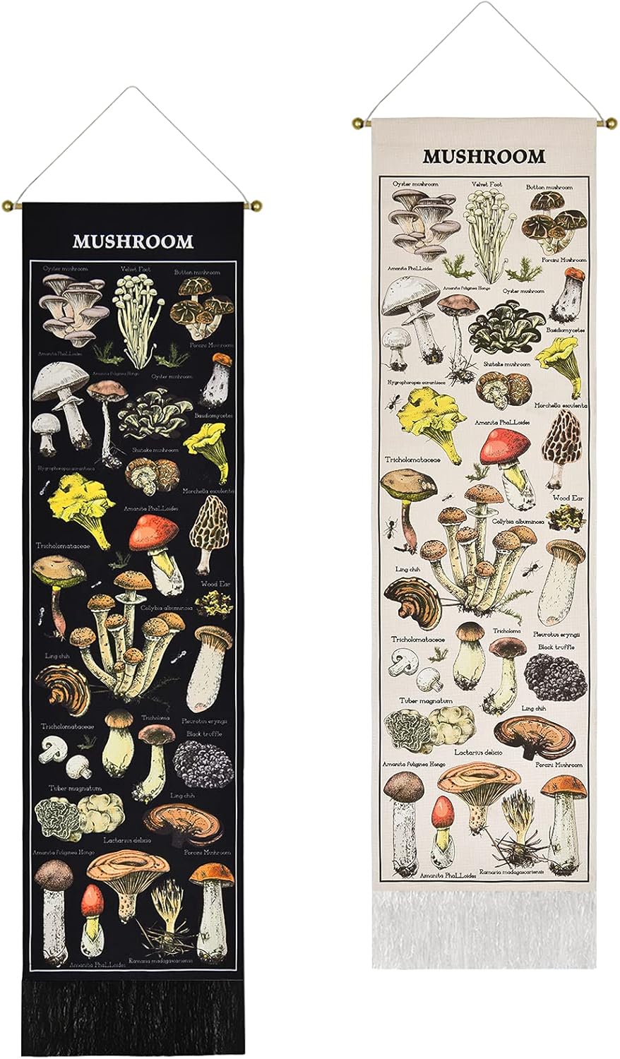 Boniboni 2 Pack Tapestry Mushroom Tapestry Black Background Tapestry Colorful